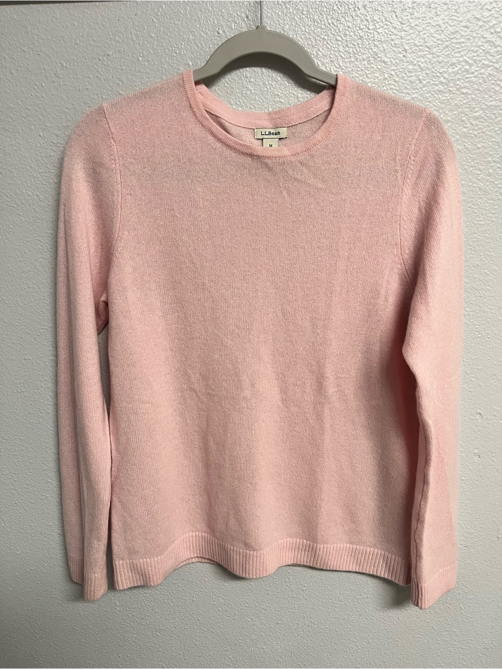 L.L. Bean 100% Cashmere Baby Pink Crewneck Sweater